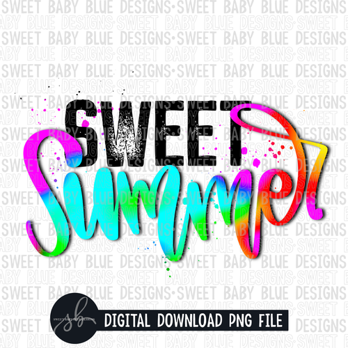 Sweet Summer- Colorful splatter- 2022- PNG file- Digital Download