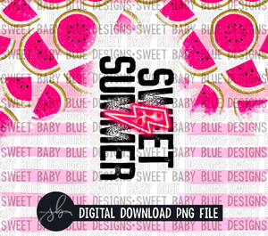 Sweet Summer- Watermelon- 20 oz. skinny tumbler- 2022 -PNG file- Digital Download