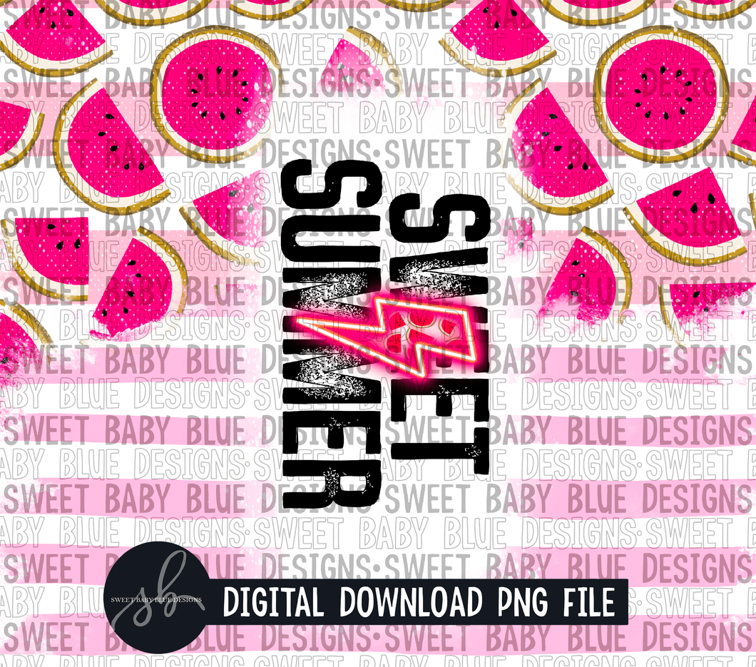 Sweet Summer- Watermelon- 20 oz. skinny tumbler- 2022 -PNG file- Digital Download