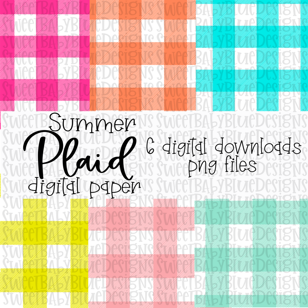 Plaid Summer Digital Paper- PNG file- Digital Download