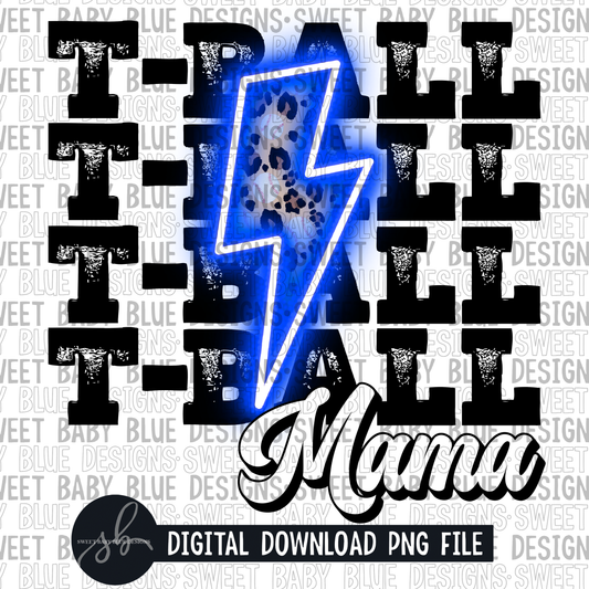 T-ball mama- Blue bolt - PNG file- Digital Download