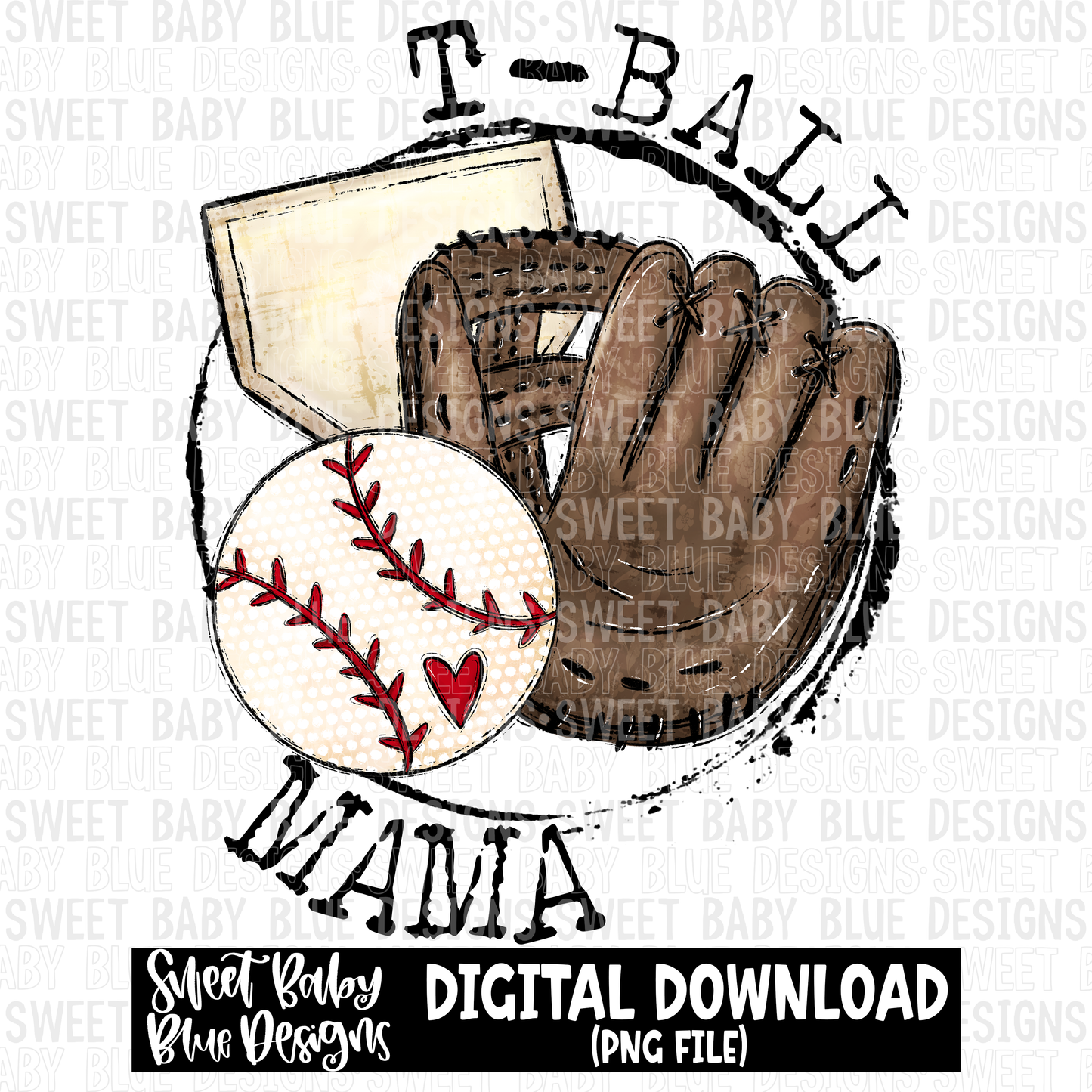 T-ball mama- Circle-  2023 - PNG file- Digital Download