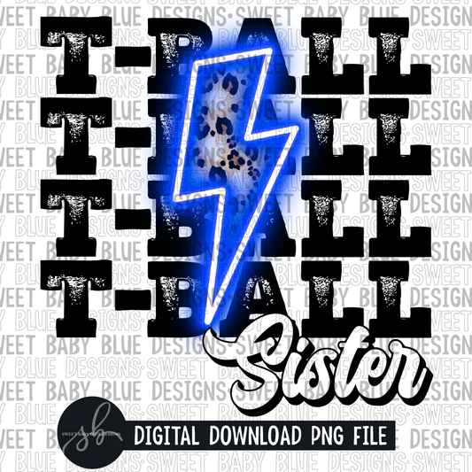 T-ball sister- Blue bolt - PNG file- Digital Download