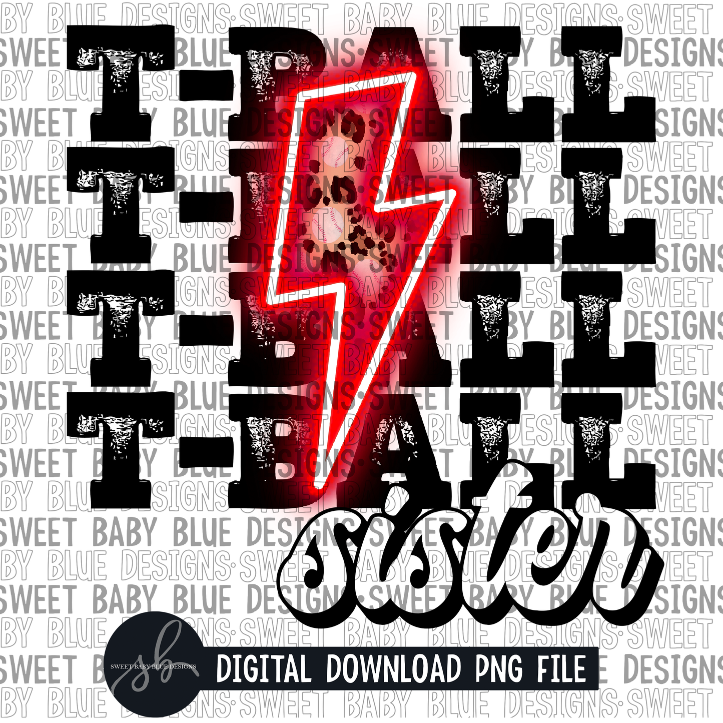 T ball sister- Red bolt- 2022 - PNG file- Digital Download
