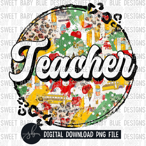 Teacher- Circle- Leopard- 2022 - PNG file- Digital Download