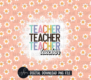 Teacher- Floral- Leopard- 20 oz. skinny tumbler- 2022 -PNG file- Digital Download