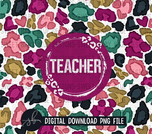 Teacher- Purple leopard- 20 oz. skinny tumbler- 2022 -PNG file- Digital Download
