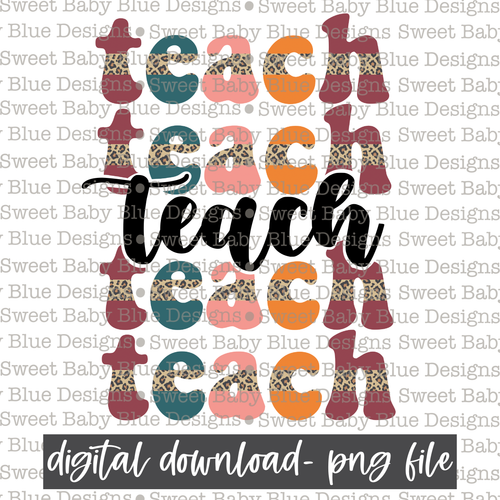Teach- Stacked- Leopard - 2021- PNG file- Digital Download