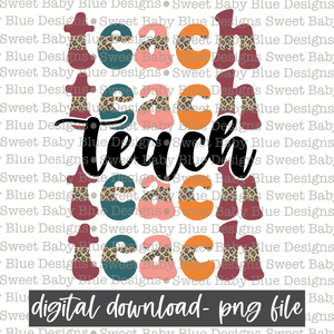 Teach- Stacked- Leopard - 2021- PNG file- Digital Download