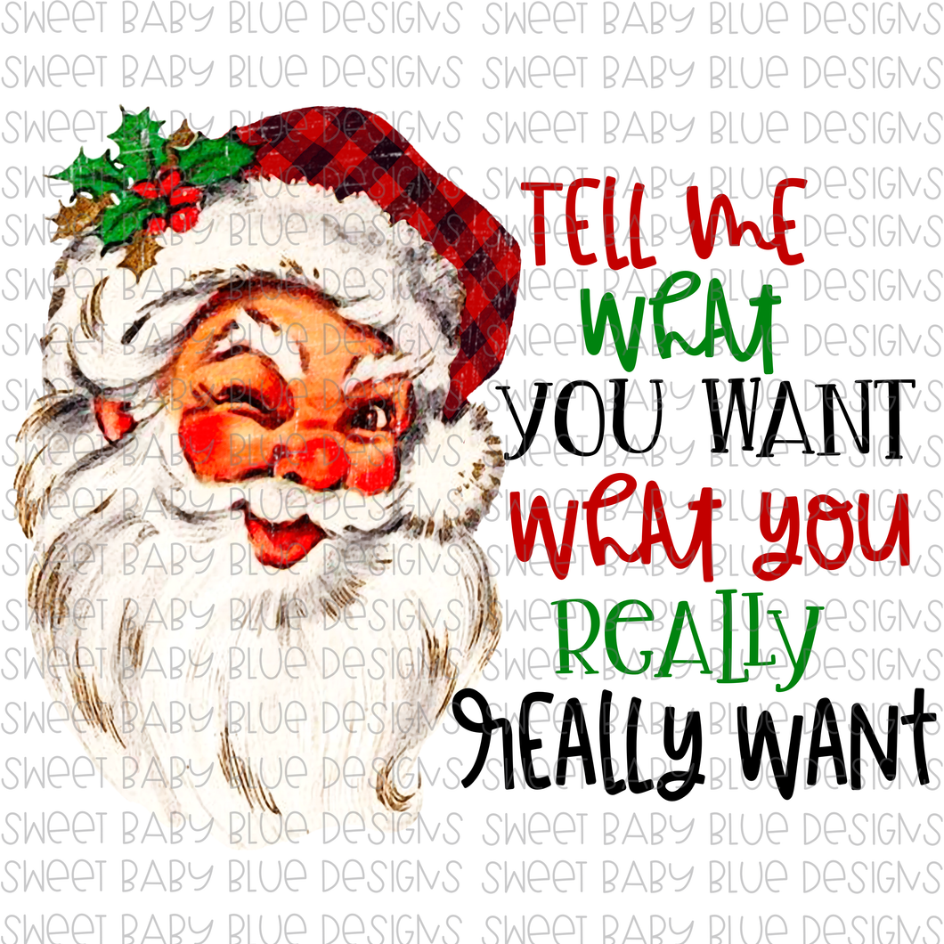 Tell me what you want what you really really want- Santa- Christmas- PNG file- Digital Download