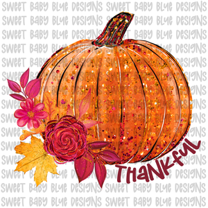 Thankful- Pumpkin- PNG file- Digital Download