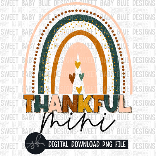 Thankful mini- Rainbow- 2022 - PNG file- Digital Download