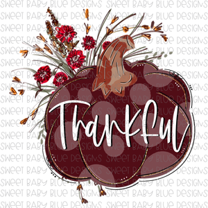 Thankful- Floral- PNG file- Digital Download