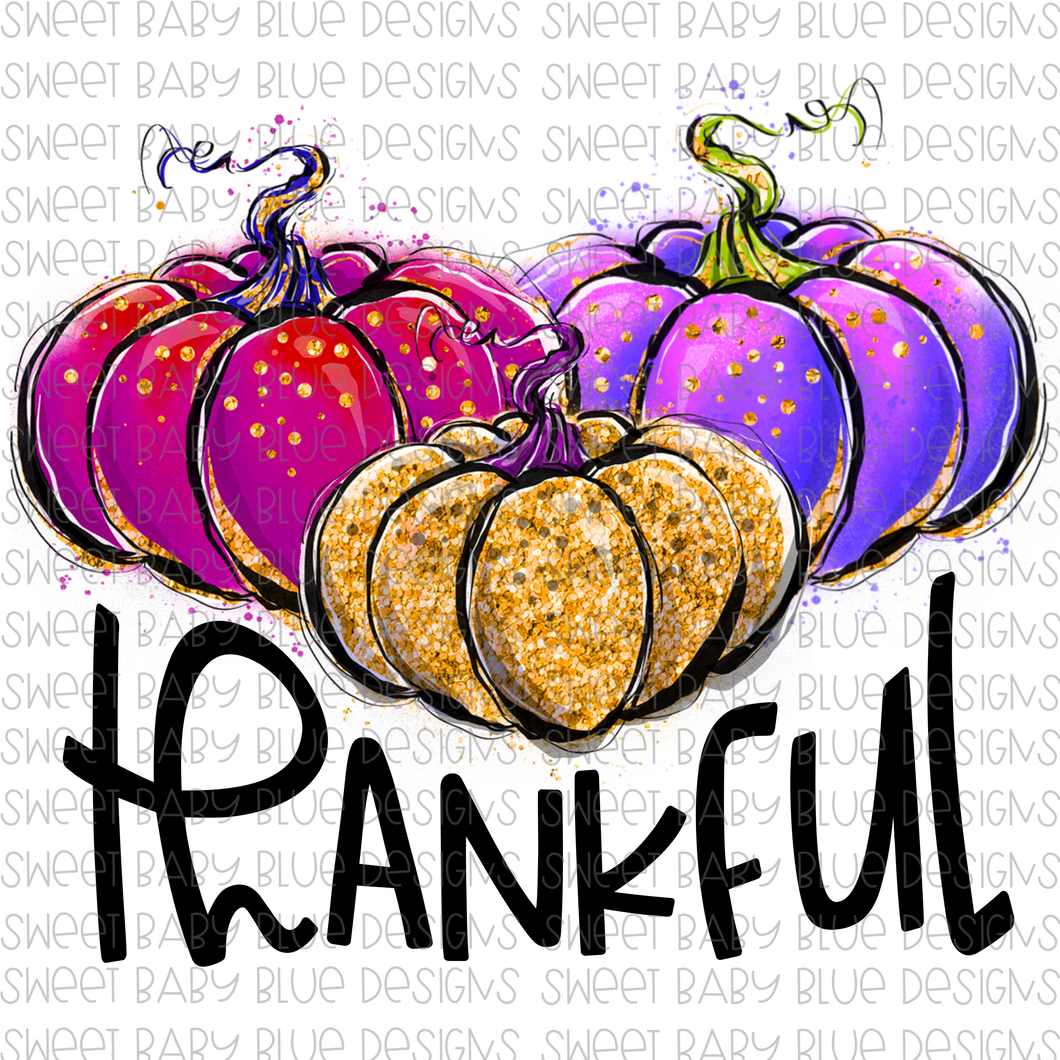 Thankful- Pumpkins- PNG file- Digital Download