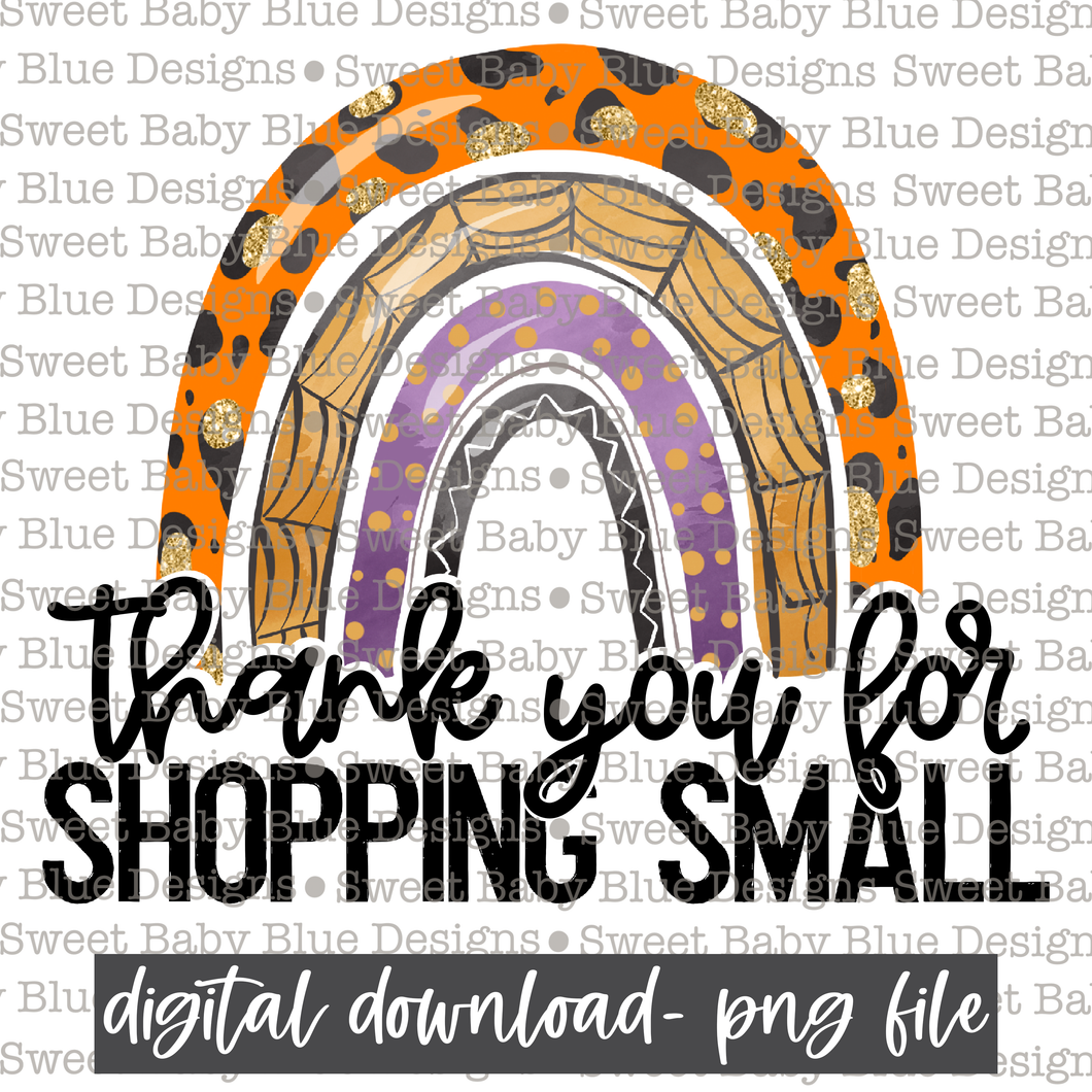 Thank you for shopping small- Rainbow- Orange and purple - PNG file- Digital Download