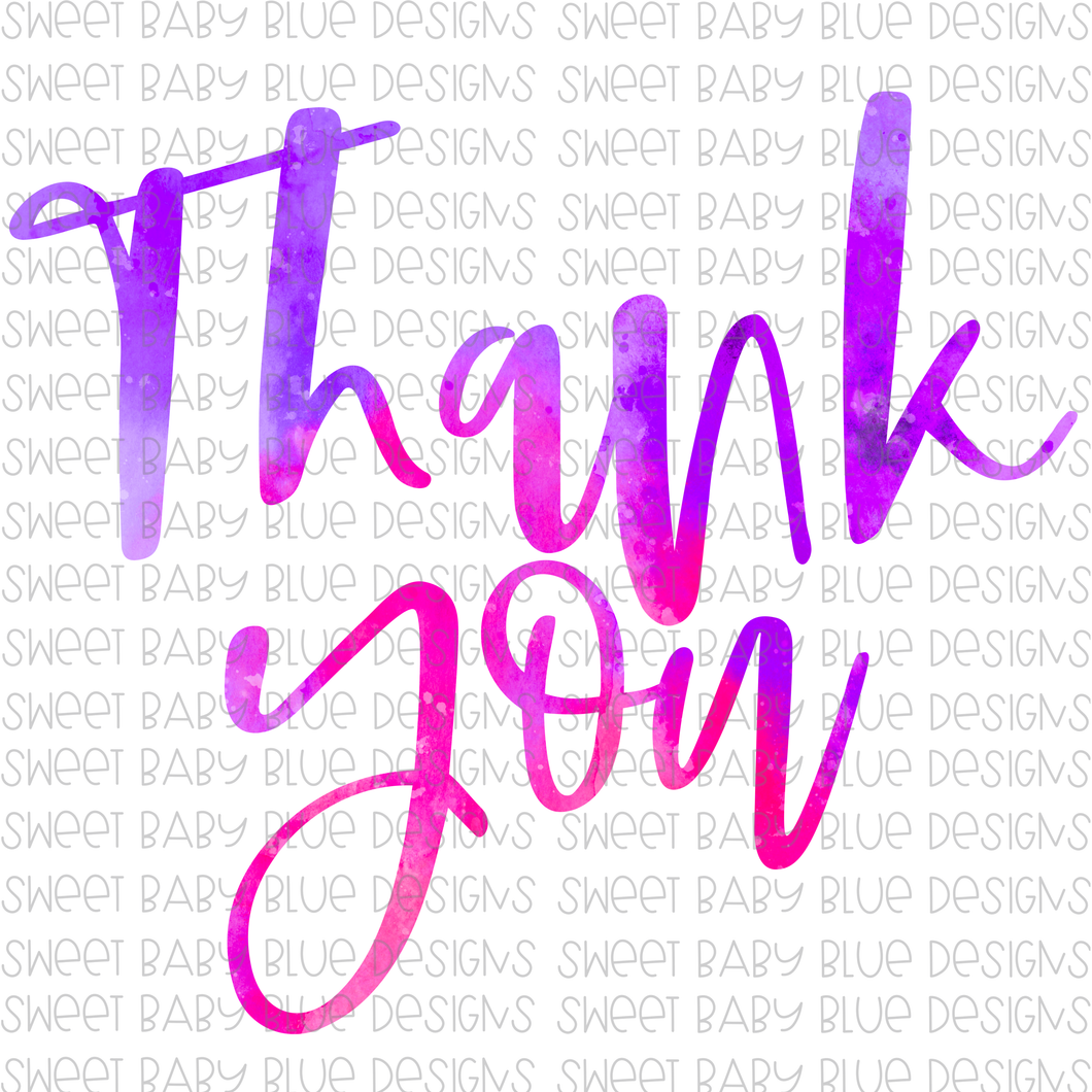 Thank you- Pink/ Purple- PNG file- Digital Download