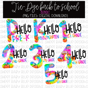 Tie-Dye back to school bundle- Tie-Dye- School- PNG file- Digital Download