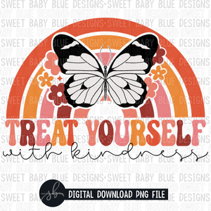 Treat yourself with kindness- Rainbow- 2022 - PNG file- Digital Download