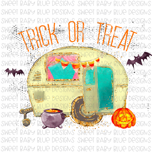 Trick or treat- Camper- Grunge- Halloween- PNG file- Digital Download