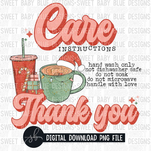 Tumbler care instructions- Christmas- 2022 - PNG file- Digital Download