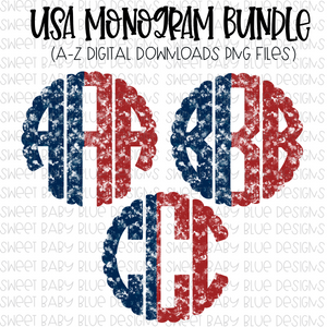 USA- Paint Splatter Monogram bundle- PNG file- Digital Download