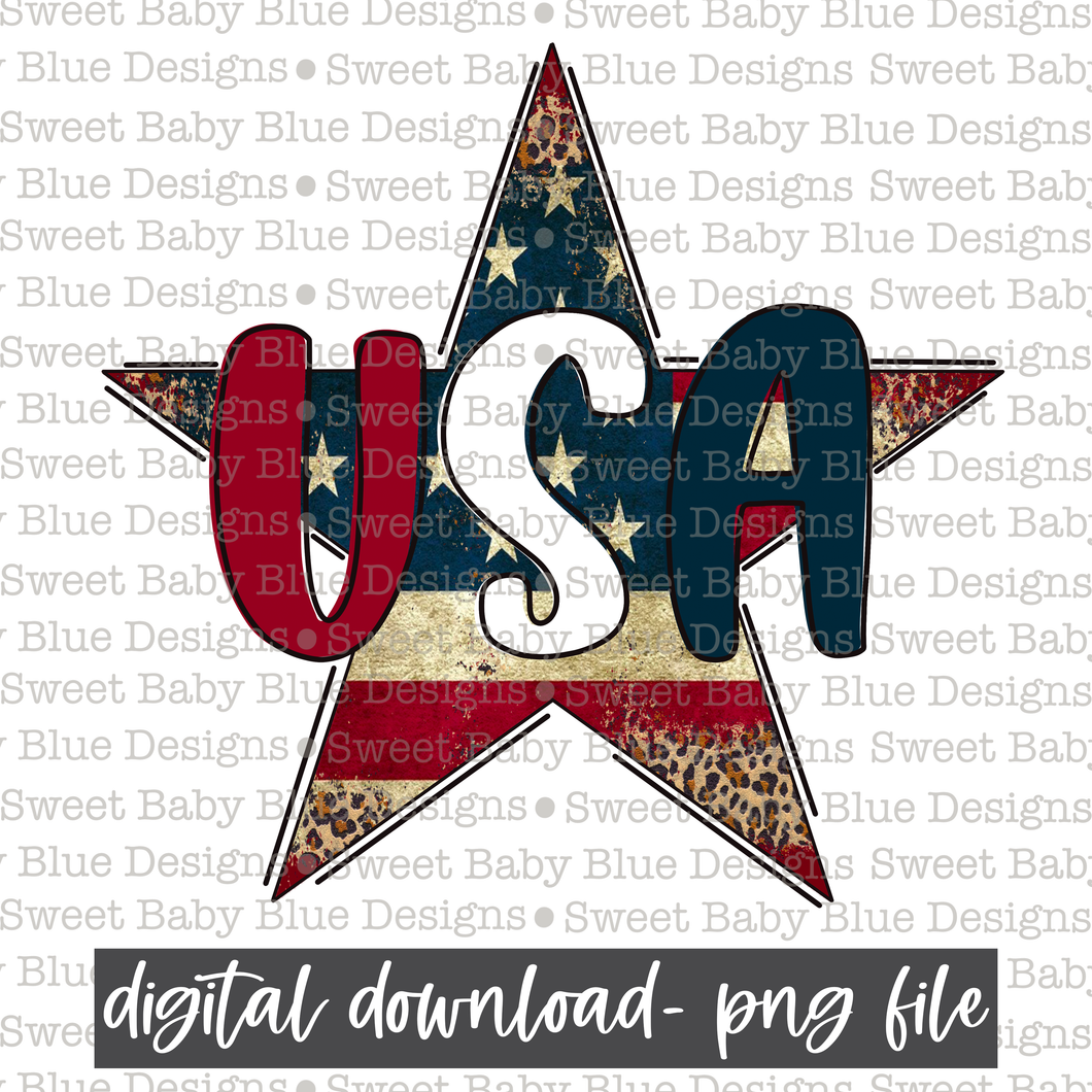 USA- Star- Summer - 2021 - PNG file- Digital Download
