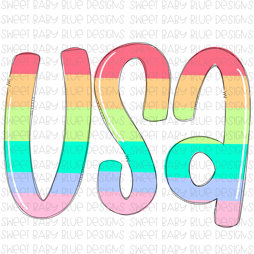 USA- Multicolor Stripe- PNG file- Digital Download