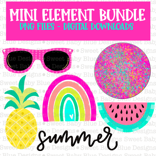Mini Summer Element bundle- 2021 - PNG file- Digital Download
