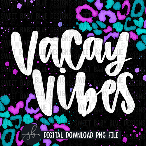 Vacay vibes- Colorful leopard Black- Interactive post- 2022- PNG file- Digital Download