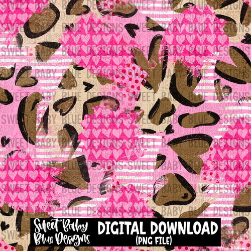 Valentine's Day leopard brushstroke- Digital paper- 2023 - PNG file- Digital Download