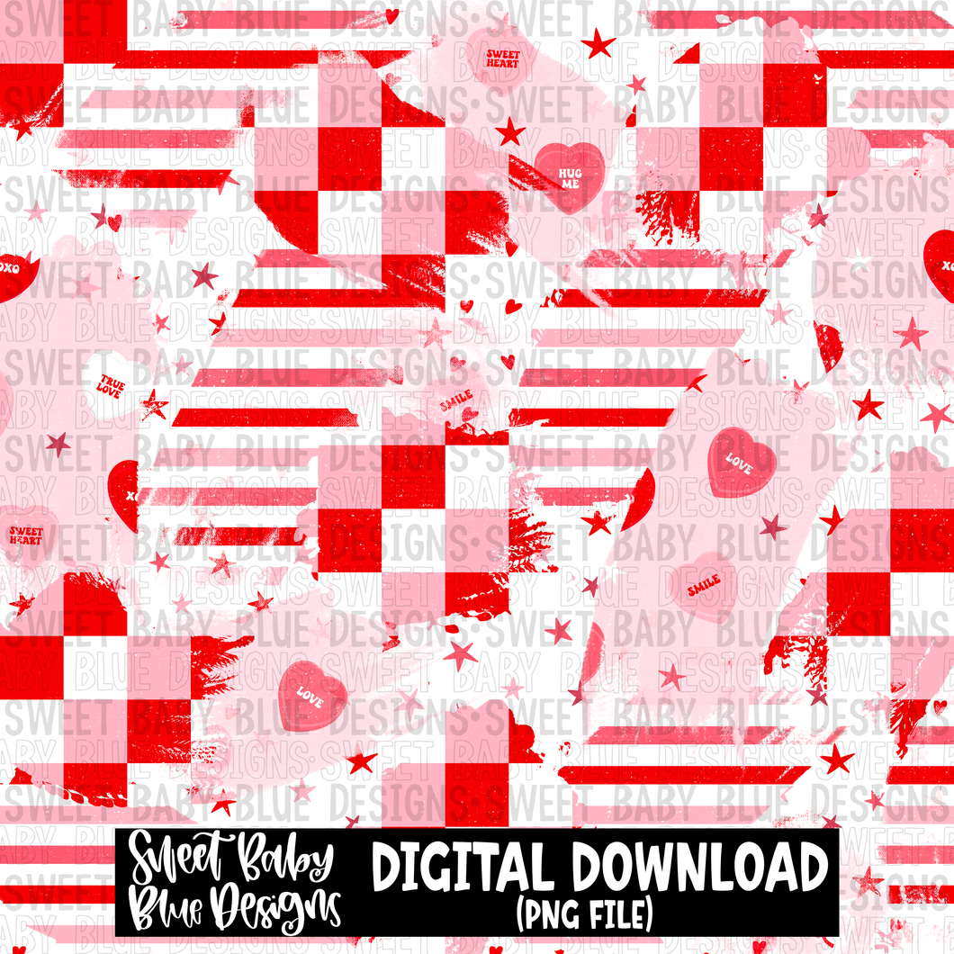 Valentine's Day checkered brushstroke- Digital paper- 2023 - PNG file- Digital Download