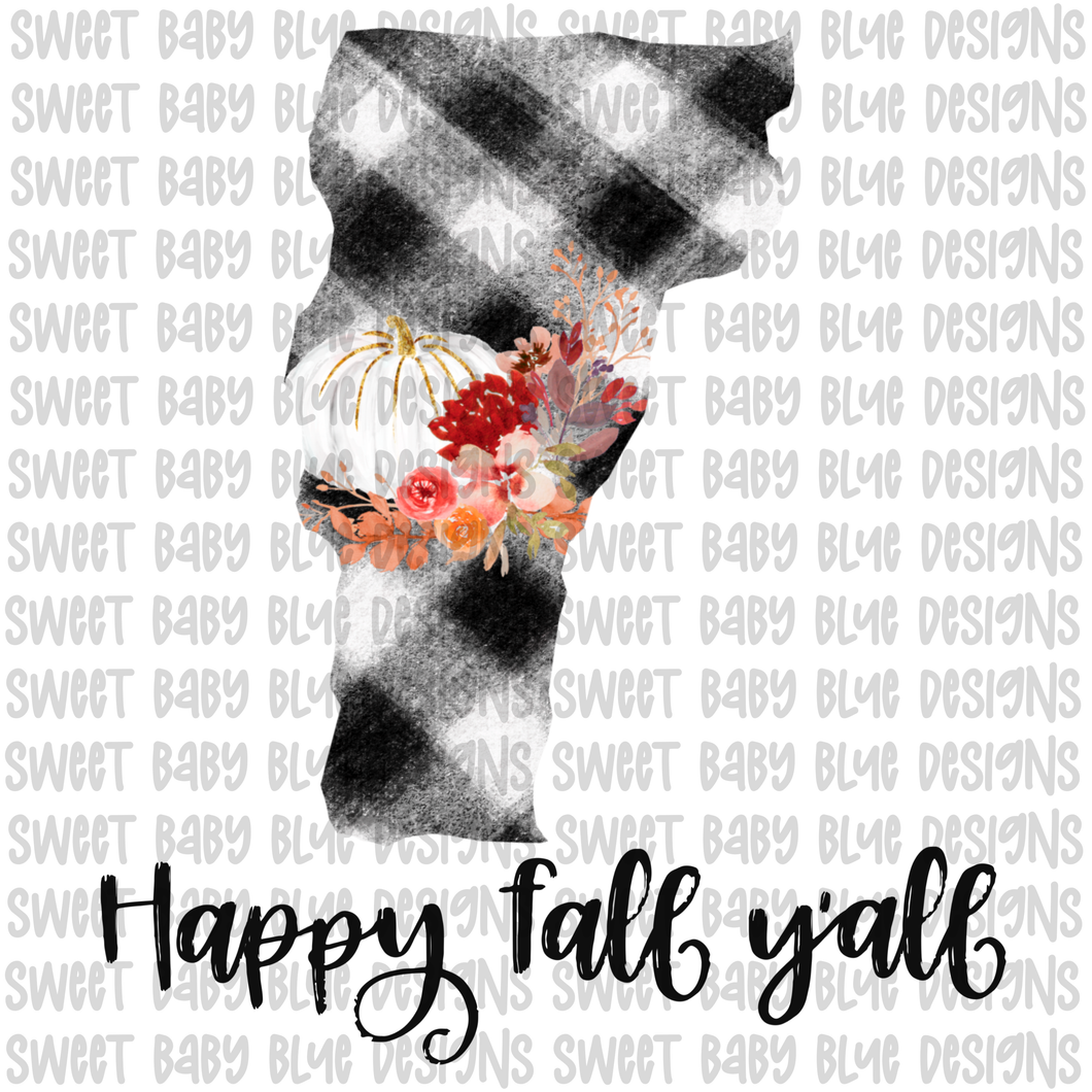 Vermont Happy Fall y'all- Fall- PNG file- Digital Download