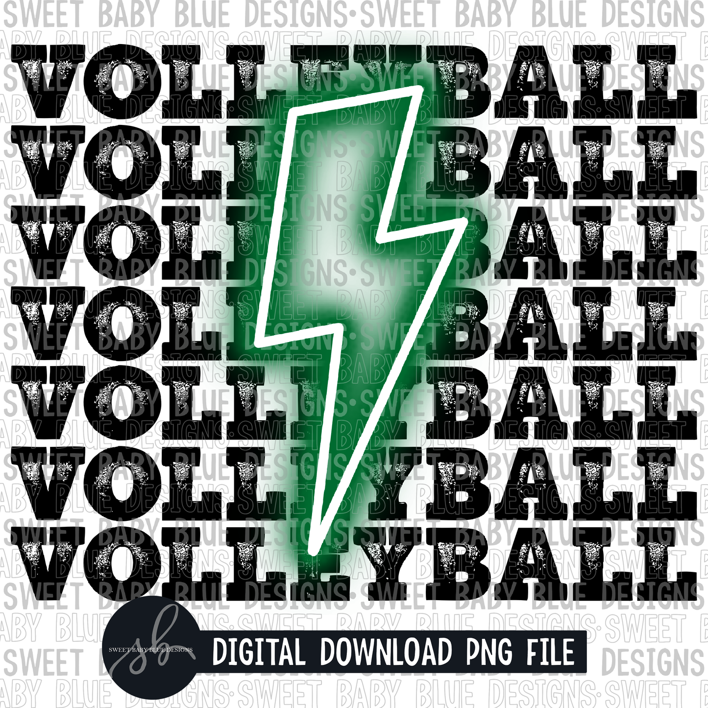 Volleyball- Green bolt- 2022- PNG file- Digital Download