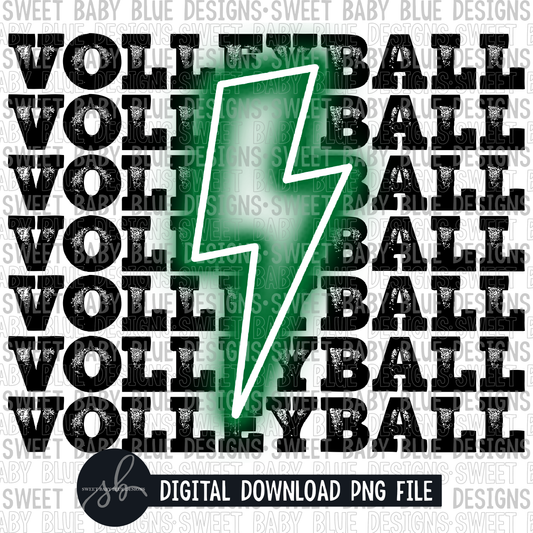 Volleyball- Green bolt- 2022- PNG file- Digital Download