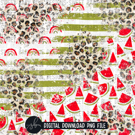 Watermelon- Leopard- Summer- Digital paper - 2022 -PNG file- Digital Download