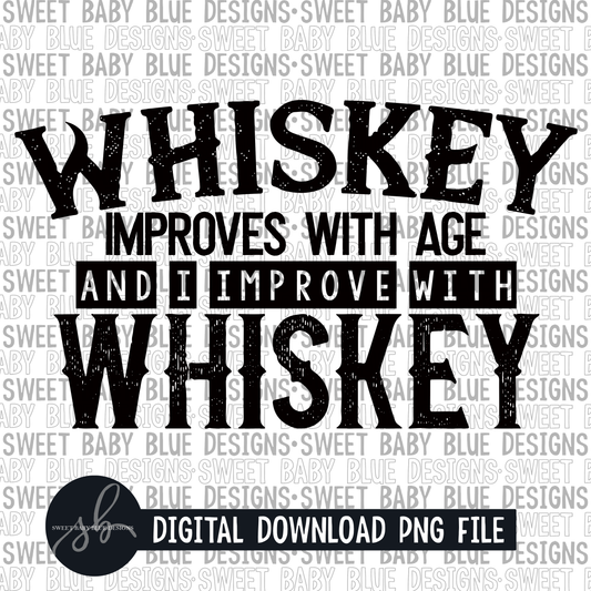 Whiskey improves with age and I improve with Whiskey- Single color - 2022 - PNG file- Digital Download