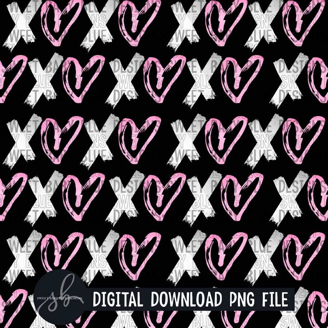 XO heart- Valentine's Day- Digital paper - 2022 - PNG file- Digital Download