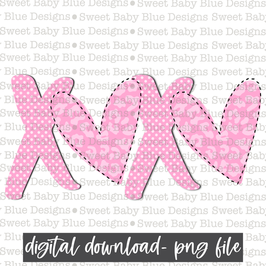 XOXO- leopard heart - Valentine's Day- PNG file- Digital Download