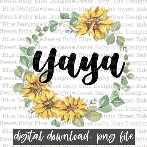Yaya- Sunflower- PNG file- Digital Download