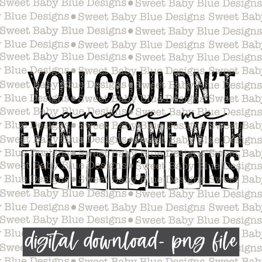 You couldn't handle me even if I came with instructions- Single color- 2021- PNG file- Digital Download