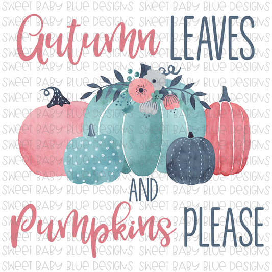 Autumn leaves and pumpkins please- PNG file- Digital Download