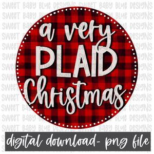 A very plaid Christmas- Black & Red Plaid- PNG file- Digital Download