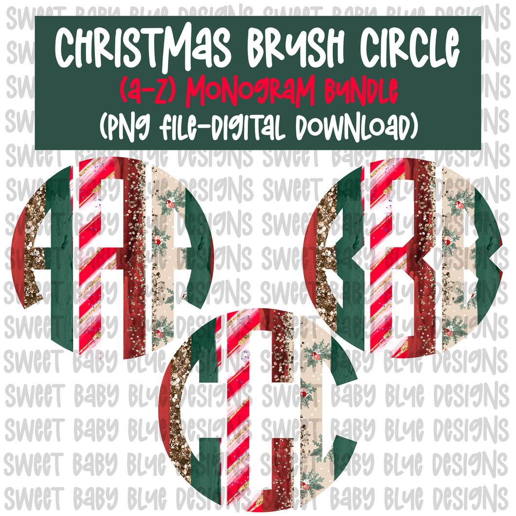 Christmas brush- Monogram bundle- PNG file- Digital Download