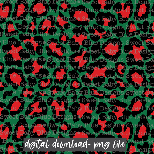 Green background red leopard-  Christmas- Digital paper-  2021- PNG file- Digital Download