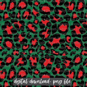 Green background red leopard-  Christmas- Digital paper-  2021- PNG file- Digital Download
