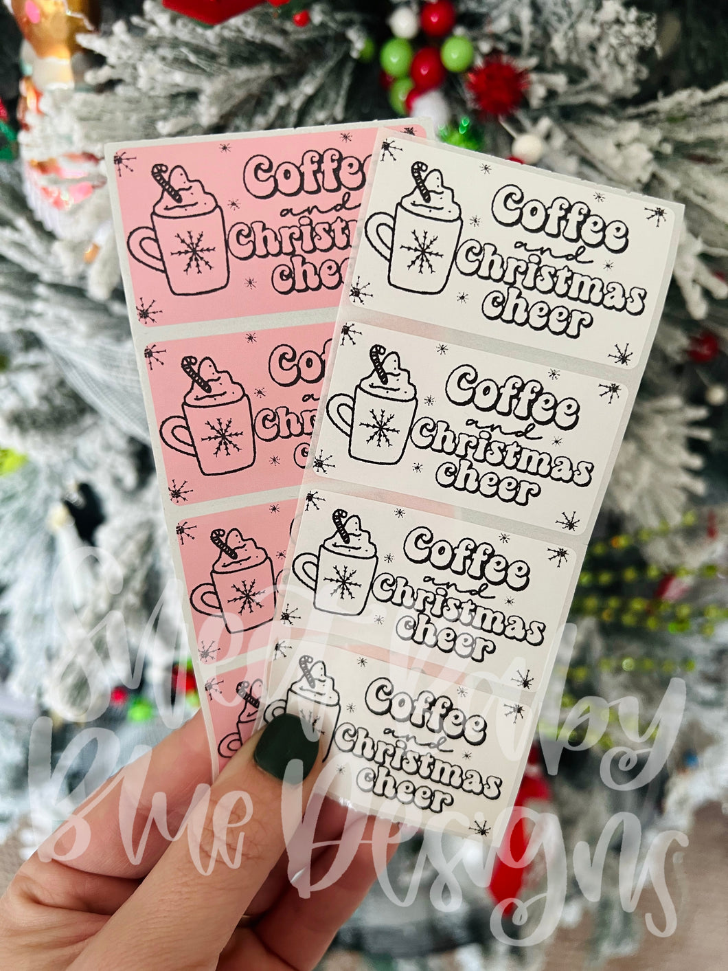 Coffee and Christmas cheer - Thermal printed sticker