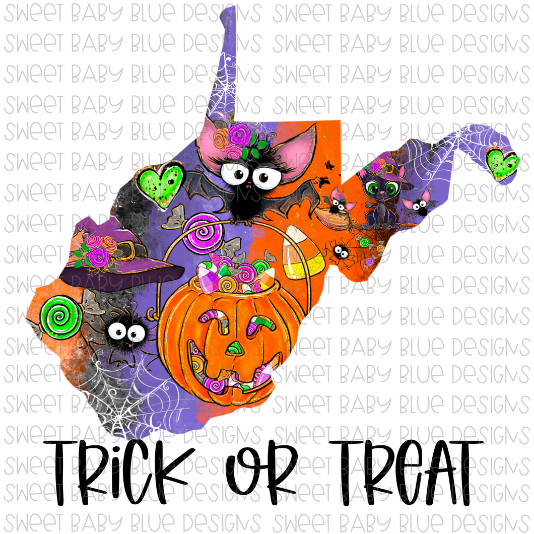 West Virginia Trick or treat- Halloween- PNG file- Digital Download