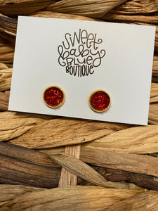 Red druzy earrings