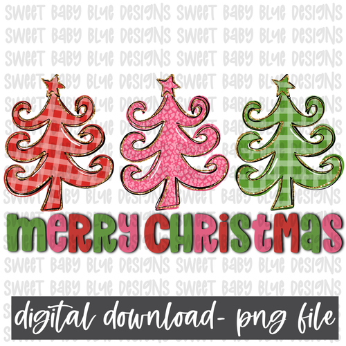 Merry Christmas- Trees- PNG file- Digital Download