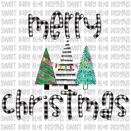 Merry Christmas- Plaid- Christmas- PNG file- Digital Download